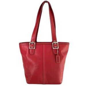Vintage Coach Hamptons Red Leather Shoulder Bag Tote